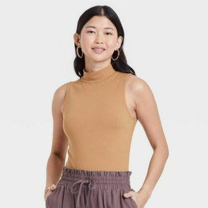 Mock Neck Nude Beige Bodysuit
